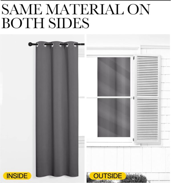 NICETOWN Thermal Insulated Grommet Blackout Curtains for Bedroom (2 Panels, W42 x L63 -Inch, Grey) - Image 4