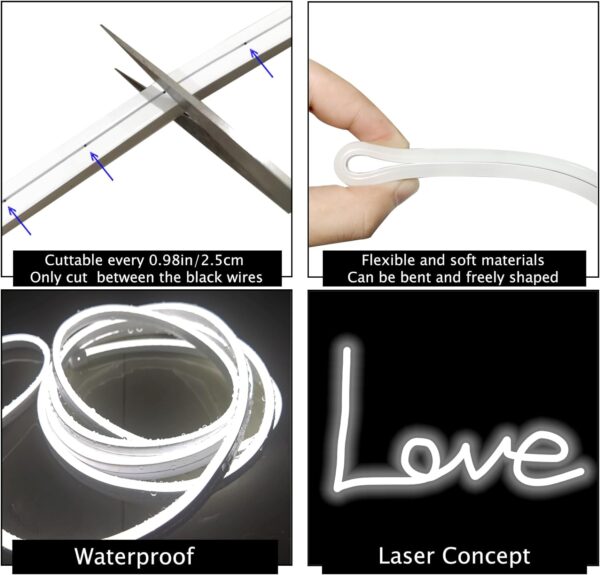 LED Vanity Mirror Lights, Hollywood Style Makeup Lights, 10FT/6000K/Dimmable/12V Adapter/Self-Adhesive Strip Lights for Mirror, Lighting for Makeup Vanity Table & Bathroom Mirror - Image 5