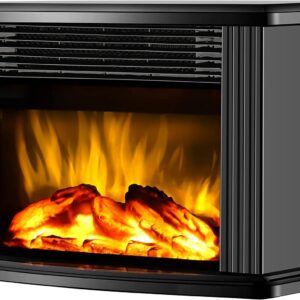 DONYER POWER 14" Mini Radiators Electric Fireplace Tabletop Portable Heater, 1500W, Black Metal Frame,Room Heater,Space Heater