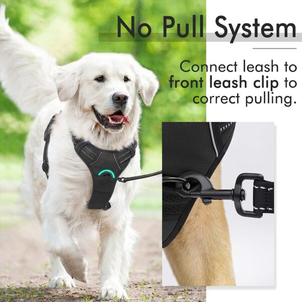 rabbitgoo Dog Harness, No-Pull Pet Harness with 2 Leash Clips, Adjustable Soft Padded Dog Vest, Reflective No-Choke Pet Oxford Vest with Easy Control Handle for Large Dogs, Black, L - Image 5