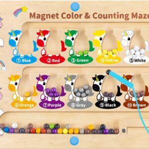 Magnetic Color and Number Maze,Uniorn Gifts for Girls,Montessori Toys for 2 3 4 5 Year Old,Learning Educational Sensory Toys for Toddlers and Kids Boys Girls,Christmas Stocking Stuffers for Kids