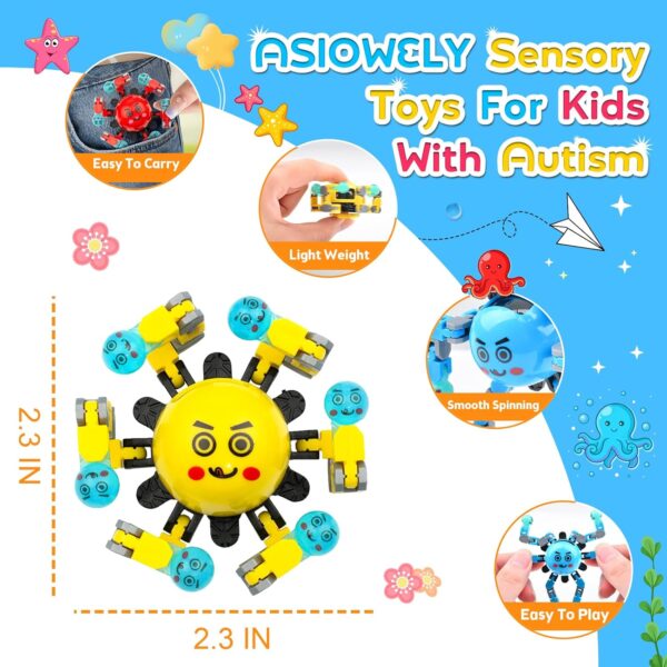 Transformable Fidget Spinner Toys for Kids & Adults,3 PCS Fidget Toys for Teens Anxiety,Sensory Toys for Autism ADHD Stress Relief,Gifts for Boys Girls Kids Fingertip Gyros Travel Toys - Image 3