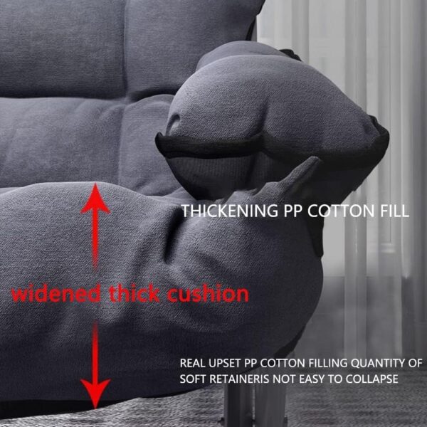 Modern Lazy Chair with Ottoman, Folding Lounge Reclining Sofa Chair with Armrest Comfy Lounge Chair Leisure Chair with Side Pocket for Bedroom, Balcony, Living Room, Office, Grey - Image 5