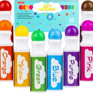 Dot Markers for Toddlers Kids Preschool, Bingo Daubers Washable Art Markers 8 Colors, Toddlers Arts and Crafts, Kids Art Supplies Dot Paint Craft Kit, Toddler Painting Supplies Drawing Coloring Set