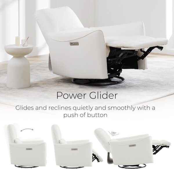 CHITA Power Recliner Chair Swivel Glider, FSC Certified Upholstered Faux Leather Living Room Nursery Reclining Sofa Chair with Lumbar Support, White - Image 5
