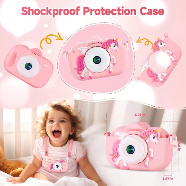 Kids Camera Toys for Ages 3 4 5 6 7 8 9 Girls, 48MP Dual Lens Toddler Camera Kids Digital Camera Christmas Birthday Gift for Kids, Kids Video Camera Selfie Camera with 32G SD Card, Silicone Cover - Image 6