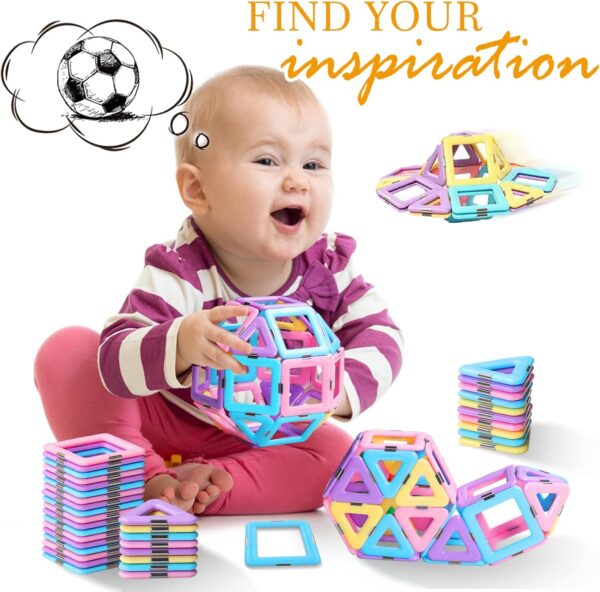 Magnetic Tiles Toys for 3 4 5 6 7 8+ Year Old Boys Girls Upgrade Macaron Castle Blocks Building Set for Toddlers STEM Creativity/Educational Toys for Kids Age 3-6 Christmas Birthday Gifts - Image 7