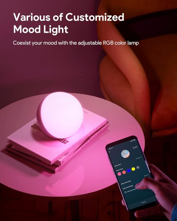 Hifree Smart Table Lamp, Dimmable Desk Lamp with App/Voice Control, LED RGB Color Changing Touch Lamp, Night Light for Bedroom Compatible with Alexa - Image 5