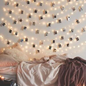 Photo Clip 17Ft - 50 LED Fairy String Lights with 50 Clear Clips for Hanging Pictures, Photo String Lights with Clips - Perfect Dorm Bedroom Wall Decor Wedding Decorations
