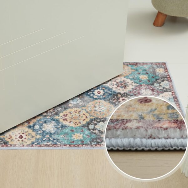 Boho Area Rug - 5'x7' Area Rugs Vintage Design for Living Room Faux Wool Non-Slip Washable Low-Pile Floor Carpet, Washable Low-Pile Floor Carpet for Living Room Bedroom, Home Decor Office - Image 5