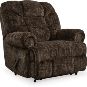 Signature Design by Ashley Movie Man Classic Tufted Velvet Manual Zero Wall Recliner, Dark Brown