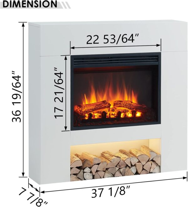 LegendFlame® Georgia Electric Fireplace with 37" Mantel Surround and Jaden 23" Insert, Cream White Finish - Image 3