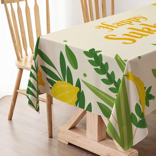 Sukkot Tablecloth Sukkah Decoration Etrog Lulav Jewish Holiday Supplies Rectangular Kitchen Dining Room Home Table Cloth 60×104inches - Image 4