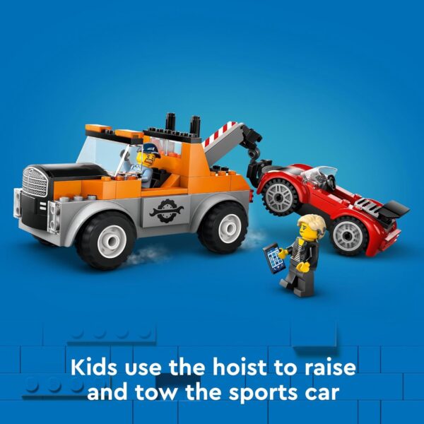 LEGO City Tow Truck and Sports Car Repair Building Set, Kids Gift Idea with 2 Minifigures and Accessories Including a Cochlear Implant, Pretend Play Tow Truck Toy for Boys & Girls Ages 4 and Up, 60435 - Image 4