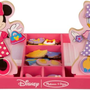 Melissa & Doug Disney Minnie Mouse and Daisy Duck Magnetic Dress-Up Wooden Doll Pretend Play Set (40+ pcs) Minnie Mouse Toys, Disney Dress Up Dolls For Preschoolers And Kids Ages 3+