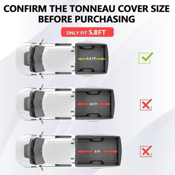 Hard Tri-fold Truck Bed Tonneau Cover Compatible with 5.8 FT 2007-2024 Chevy Silverado/GMC Sierra 1500 5.8 FT (68") Bed - Image 2