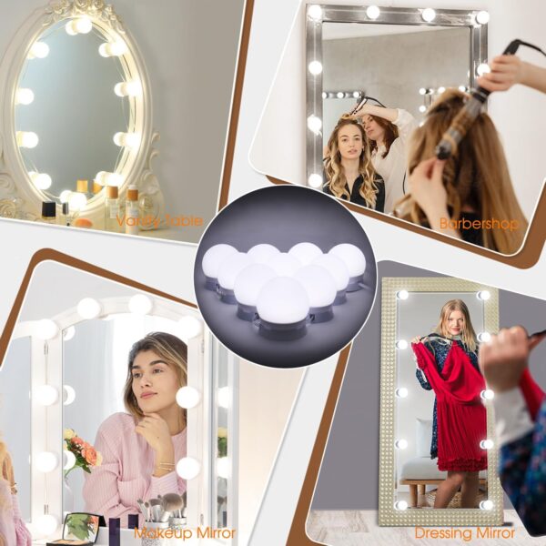 Led Vanity Mirror Lights,15 Ft Vanity Lights for Makeup Dressing Mirror Lighting,10 Dimmable Bulbs,Adjustable Light Color & Brightness,USB Cable,Mirror not Included - Image 7