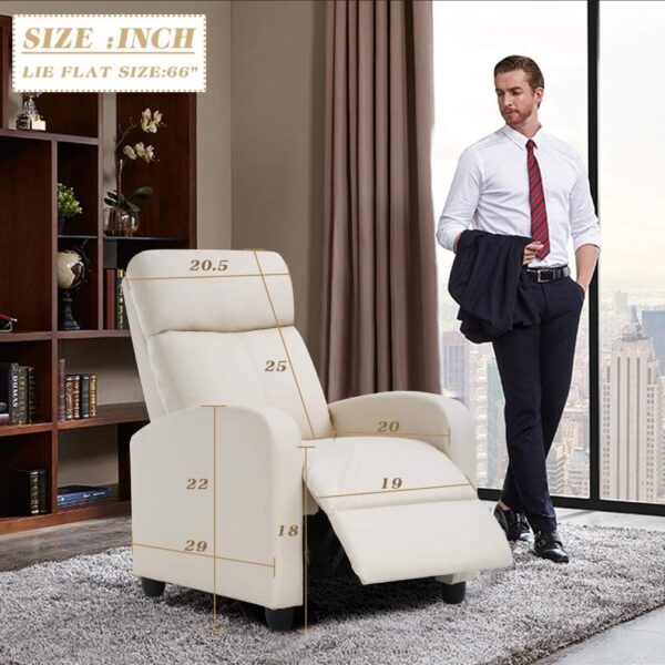 FDW Living Room Recliner Reading Chair Winback Single Sofa, Beige - Image 2