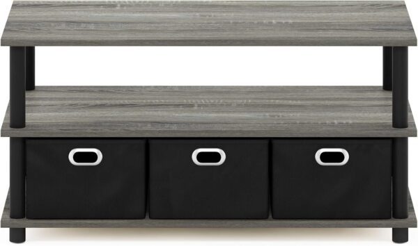 FURINNO Turn-N-Tube Coffee Table, 31.22D x 15.5W x 15.8H in, French Oak Grey/Black/Black - Image 4