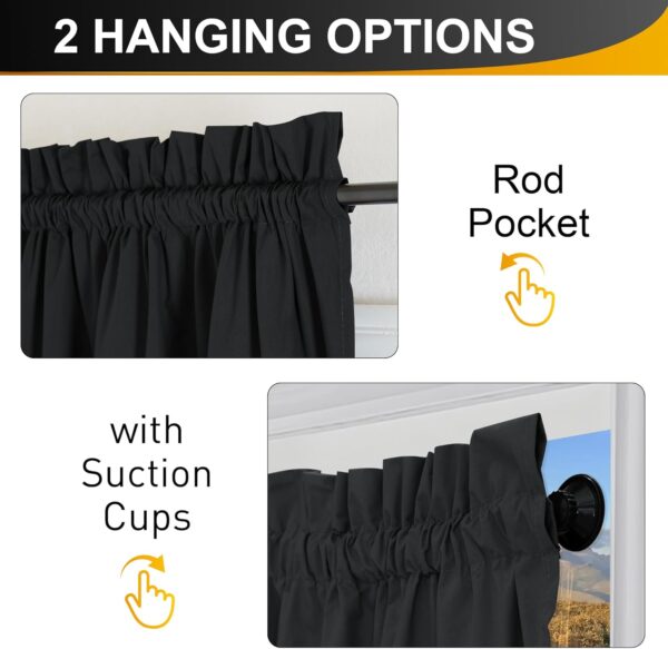 NICETOWN 100% Black Out Curtains for Bedroom 84 inch Length, Portable Blackout Window Treatments Thermal Insulated Lightweight Blinds with Suction Cups for Living Room, 1 Panel, W52 x L84 - Image 3
