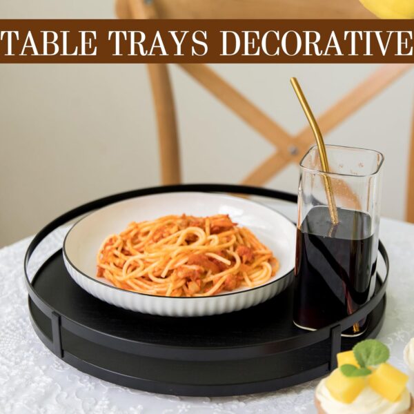 Defined Deco 12in Decorative Tray-Round Serving Tray with Metal Handle-Black Decorative Tray for Home Decor,Living Room Decor,Coffee Table Decor,Rustic Wooden Tray for Kitchen Table Decor,Dining Table - Image 5