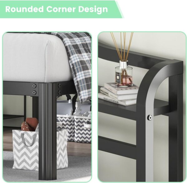 Twin Size Bed Frame - Storage Headboard with Galaxy Aurora Star Projector & Charging Station, 18in Heavy Duty Metal Bed Frame No Box Spring Needed, Easy Assembly - Image 6