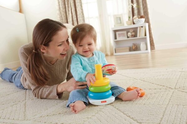 Fisher-Price Infant Toy Set with Baby’s First Blocks (10 Shapes) and Rock-a-Stack Ring Stacking Toy for Ages 6+ Months (Amazon Exclusive) - Image 2