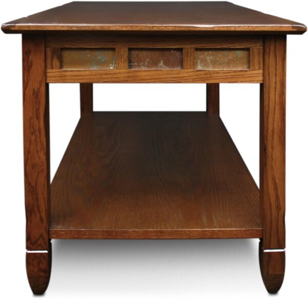 Leick Home 10058 Slate Tile Coffee Table with Shelf, 20 in x 38 in x 20.5 in, Rustic Oak - Image 4