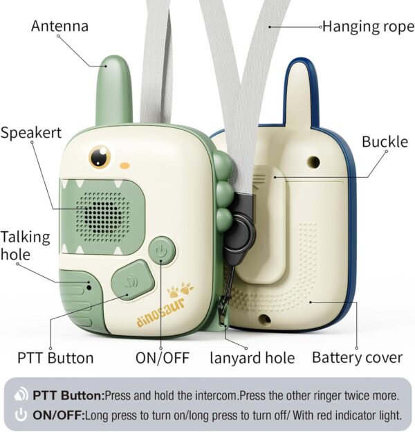 Kids Walkie Talkies Toys for Boys:Dinosaur Toys 2 Pack Birthday Gifts for 3 4 5-7 8 Year Old Boys Toys for 4 5 6 7 8-10 Year Old Camping Outdoor Games,Christmas Stocking Stuffers for Boys Girls - Image 5