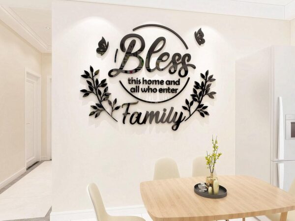Dining Room Wall Decor Kitchen - Dining Room Wall Art Bless This Home Wall Decor Living Room Kitchen Wall Decor Dining Room Decor for Wall Decorations Living Room Home Wall Stickers 39.4x30.3in Black - Image 2