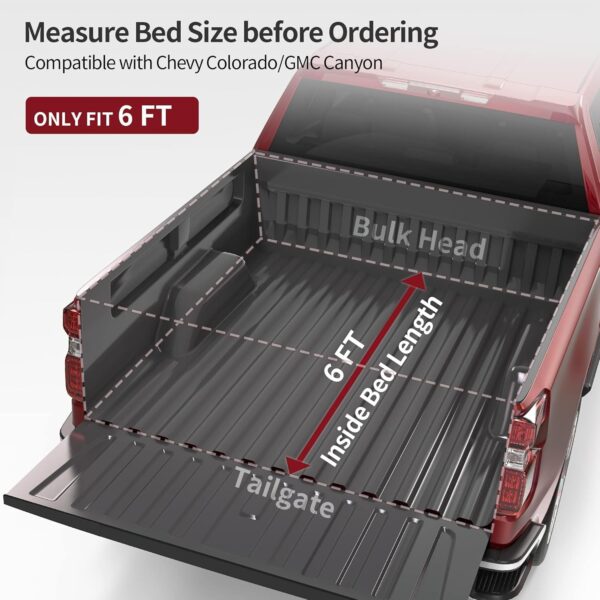 OEDRO Soft Tri-fold Truck Bed Tonneau Cover Compatible with 2015-2022 Chevy Colorado/GMC Canyon with 6.2ft Bed - Image 2