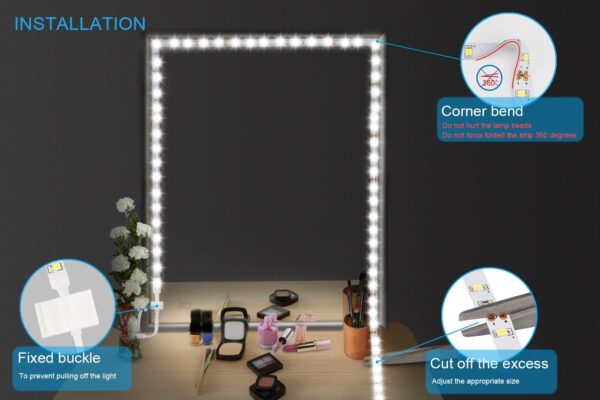 ViLSOM Led Vanity Mirror Lights Kit, 13ft/4M 240 LEDs Make-up Vanity Mirror Light for Vanity Makeup Table Set with Dimmer and Power Supply, Mirror not Included - Image 3