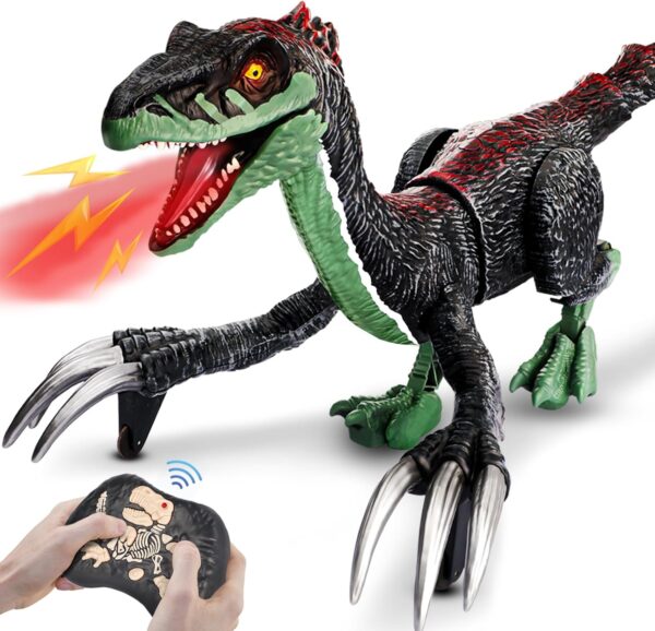 Remote Control Dinosaur Toys for Kids-Jurassic Therizinosaurus Toys 3-5, Walking Dinosaur Toys for Boys 4-7, RC Robot Dinosaur Toy with Mist Spray/Light, Christmas Stocking Stuffers for Kids
