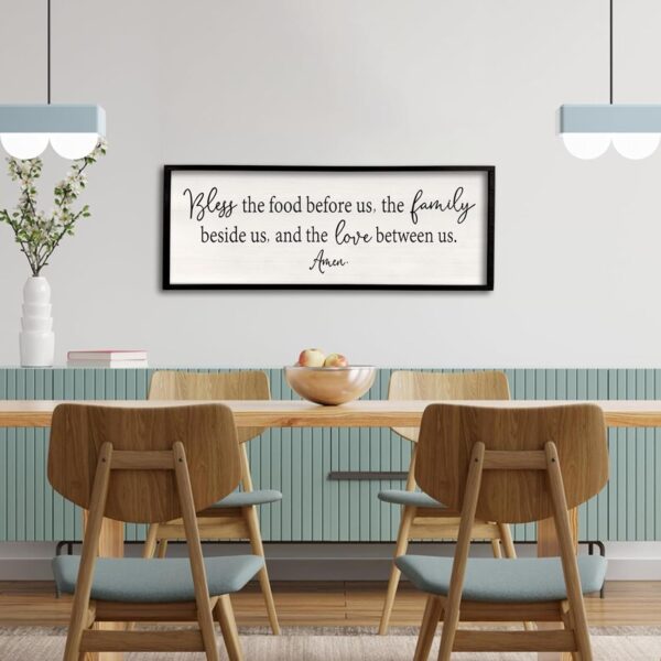Bless the Food Before Us Sign Wall Decor 40"X15" Large Farmhouse Dining Room Wall Decor Framed Wood Rustic Home Wall Art Kitchen Decoration (Black) - Image 2
