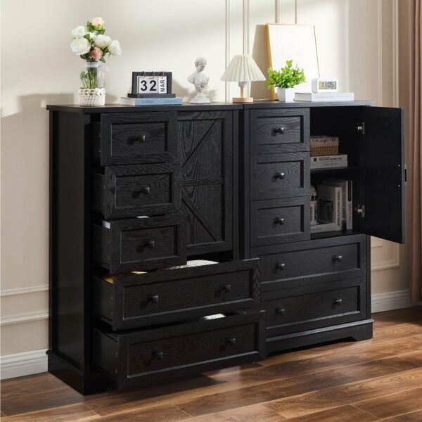 SOOWERY Dresser for Bedroom, 5 Drawer Wood Dresser, Black Dresser Farmhouse Dressers with 5 Wooden Drawers and Storage Cabinet, 48 Inch Tall Chest of Drawers for Bedroom, Living Room - Image 5
