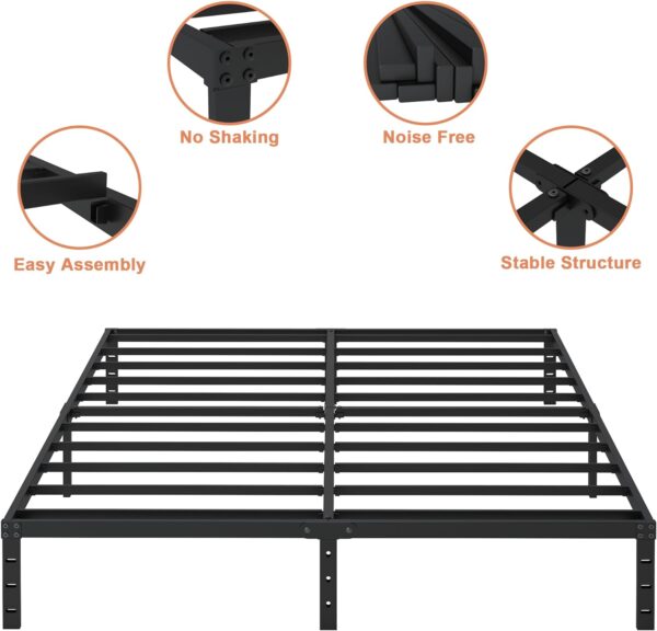 ALDRICH 12 Inch Metal Full Size Bed Frame - Double Black Basic Steel Slats Platform, Easy Assembly Heavy Duty Noise Free Bedframes, No Box Spring Needed - Image 5
