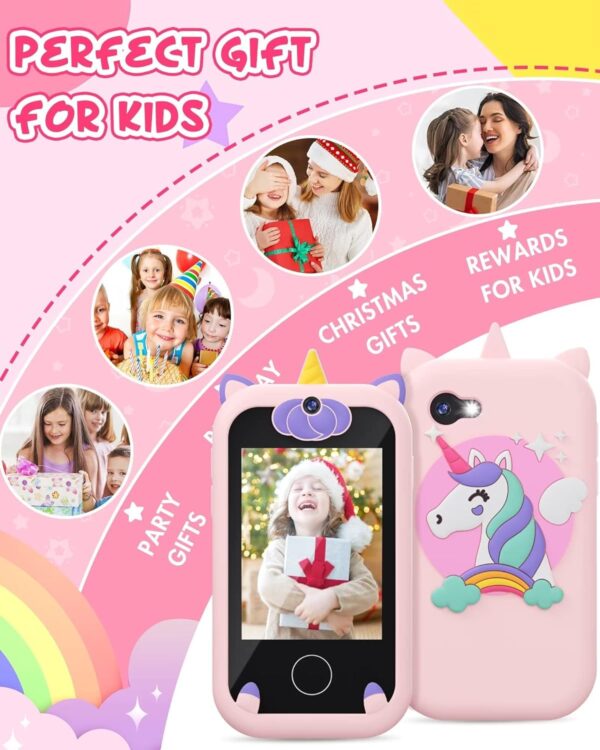 Kids Smart Phone for Girls Unicorns Gifts for Girls Toys 8-10 Years Old Phone Touchscreen Learning Toy Christmas Birthday Gifts for 3 4 5 6 7 8 9 Year Old Girls with 8G Memory Card - Image 7