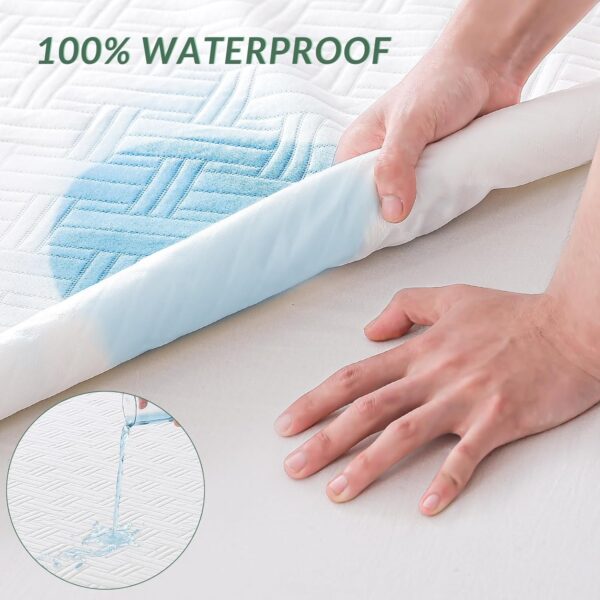 Coriwell King Size Waterproof Mattress Protector - Rayon from Bamboo Mattress Cover Washable - 3D Air Fabric Ultra Soft Breathable Cooling Noiseless Bed Mattress Pad with Deep Pocket Up to 18'' - Image 3