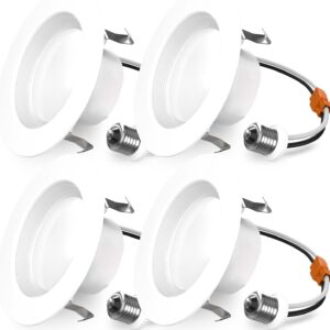 Sunco 4 Pack Retrofit LED Recessed Lighting 4 Inch, 3000K Warm White, Dimmable Can Lights, Baffle Trim, 11W=60W, 660LM, Damp Rated - ETL