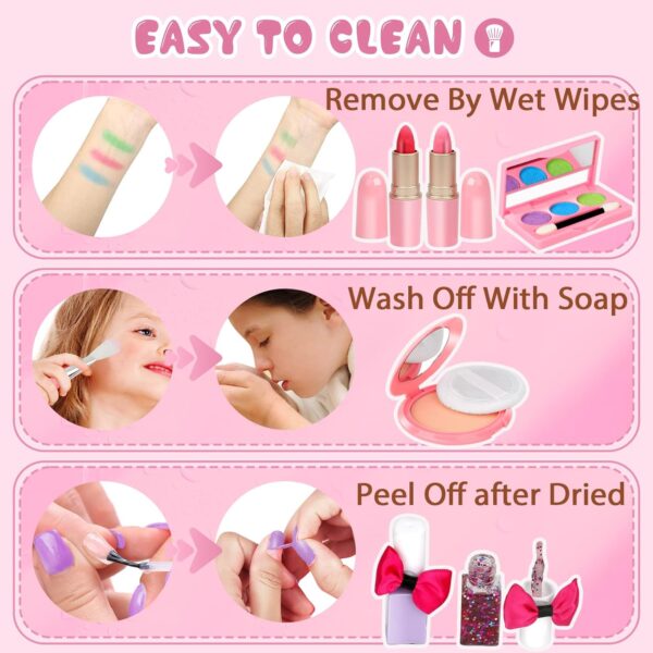 Kids Washable Makeup Girl Toys - Kids Makeup Kit for Girl, Real Make Up Set, Little Girls Makeup Kit for Toddler Kid Children Princess, Christmas Birthday Gift Toys for Girl 4 5 6 7 8 9 10 Year Old - Image 6
