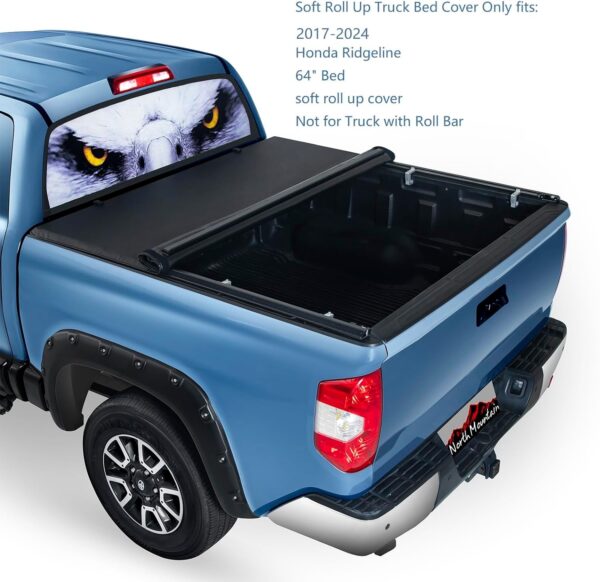 Soft Roll Up Truck Tonneau Cover for 2017-2024 Honda Ridgeline Truck Bed, Truck Bed Cover fits 2017-2024 Honda Ridgeline 5ft Pickup Fleetside/Styleside Bed (64") - Image 2
