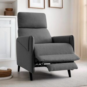 RISAR Pushback Recliner Chair，Modern Single Recliner Chair，with Adjustable Footrest and Thick Cusion,Backrest,for Living Room, Bedroom,Office (Grey)