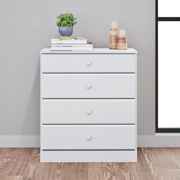 Prepac Astrid Simplistic 4-Drawer Dresser for Bedroom, Functional Bedroom Dresser Chest of Drawers 16" D x 30" W x 36.25" H, White, WDBR-0401-1 - Image 2