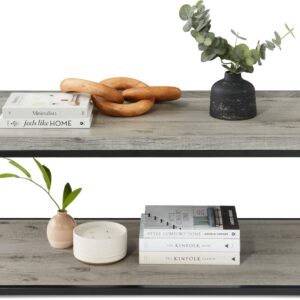 Best Choice Products 44in 2-Tier Rectangular Tray Top Coffee Table, Recessed Accent Furniture for Home w/Metal Frame, Shelf - Gray