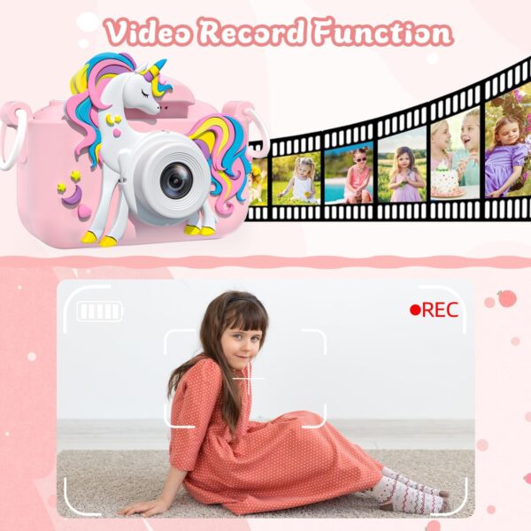 Kids Camera Toys for 3-12 Year Old Girls Boys,Children Digital Video Camcorder Camera, Upgrade Kids Selfie Camera, HD Kids Digital Video Cameras for Toddler with Cartoon Soft Silicone Cover - Image 2