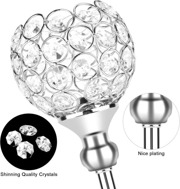 Silver Crystal Candle Holders Decorative Candelabra 3 Arms Candlesticks Holder Table Centerpiece Center Pieces Decoration for Dining Table Home Decor, Wedding, Party, Anniversary - Image 7