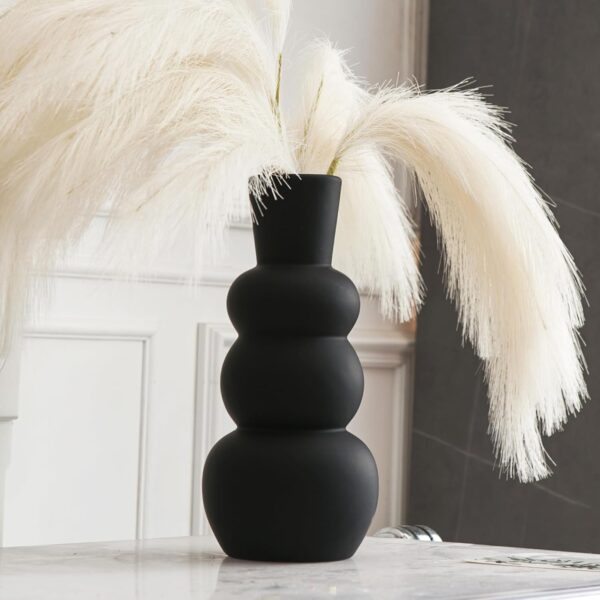 Black Ceramic Vase, Modern Dried Flower Vase, Black Matte Pampas Flower Vases, Boho Home Decor for Centerpiece Wedding Dinner Table Party Living Room Office Bedroom, Housewarming Gift - Image 4