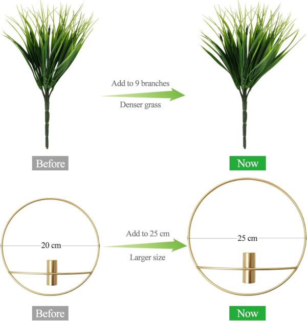 SAJANDAS Set of 2 Artificial Plants with Gold Metal Round Hanging Hoop for Wall Decor, Wall-Mounted Green Fake Plants in Metal Hoop for Modern Home Decor, Gold Wall Decor for Bedroom, Living Room - Image 6