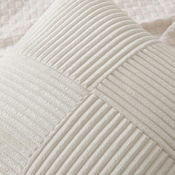 MIULEE Beige Corduroy Pillow Covers Pack of 2 Boho Decorative Spliced Throw Pillow Covers Soft Solid Couch Pillowcases Cross Patchwork Textured Cushion Covers for Living Room Bed Sofa 18x18 inch - Image 2