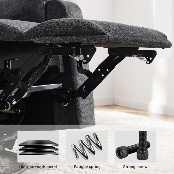 Power Swivel Recliner Chair Rocker Reclining Chairs with Overstuffed Arm and Backrest for Adults, Electric Rocking Recliner Sofa Chair for Living Room, Dark Grey - Image 4